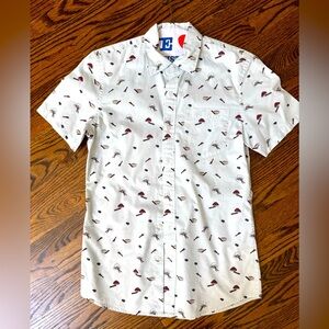 Men’s light blue Goodthreads Chinese food button down shirt XS